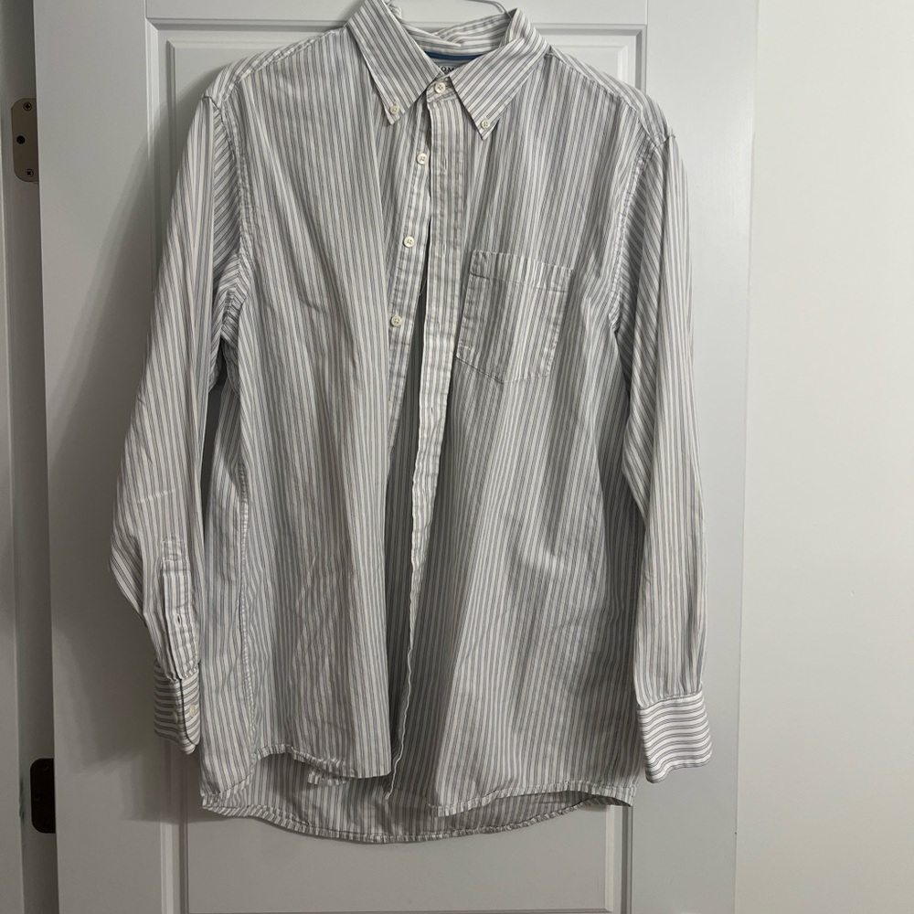 NWOT Sonoma blue white striped large tall cotton button down